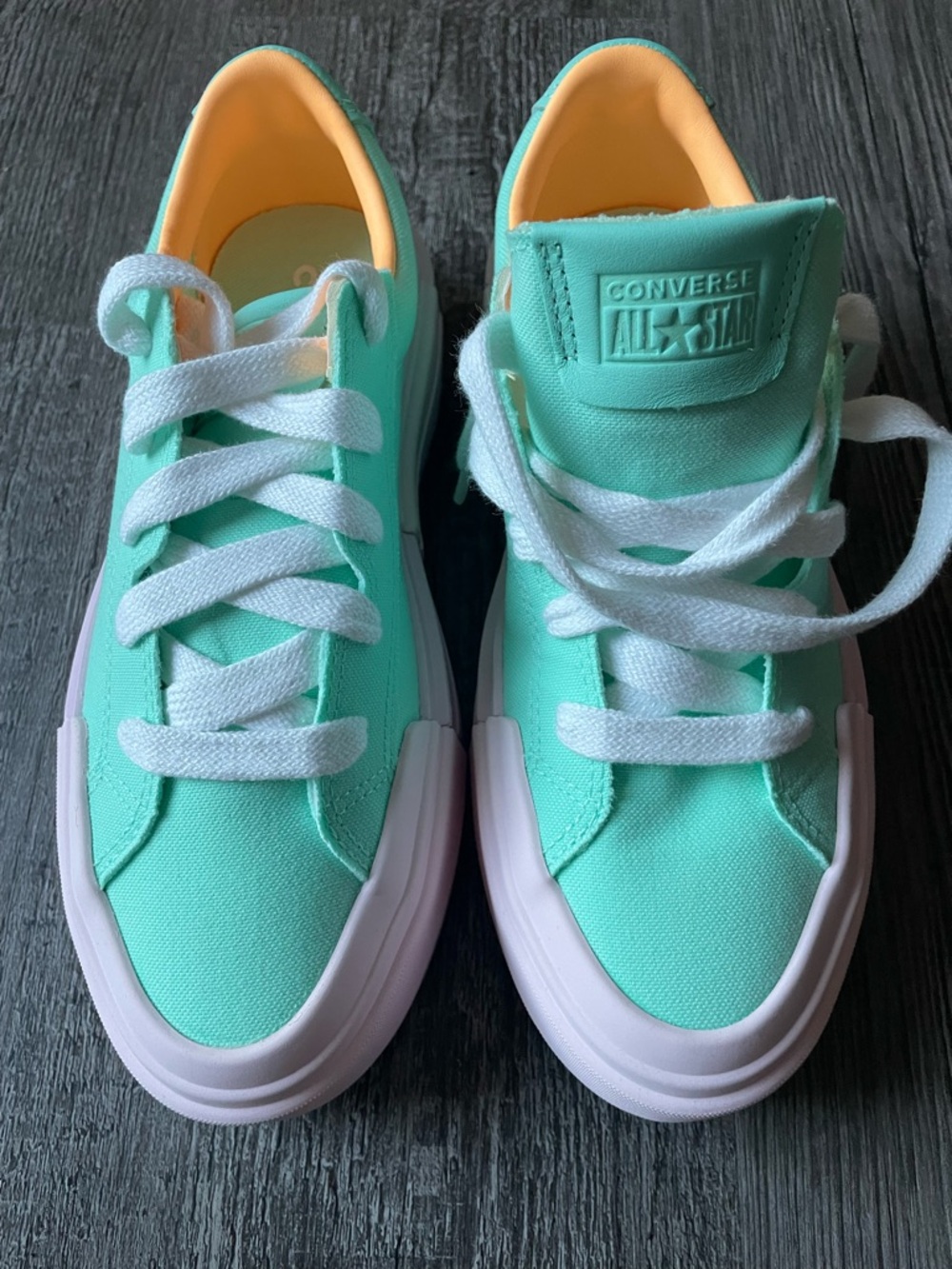 Converse Mint Green Low Top platform Sneakers